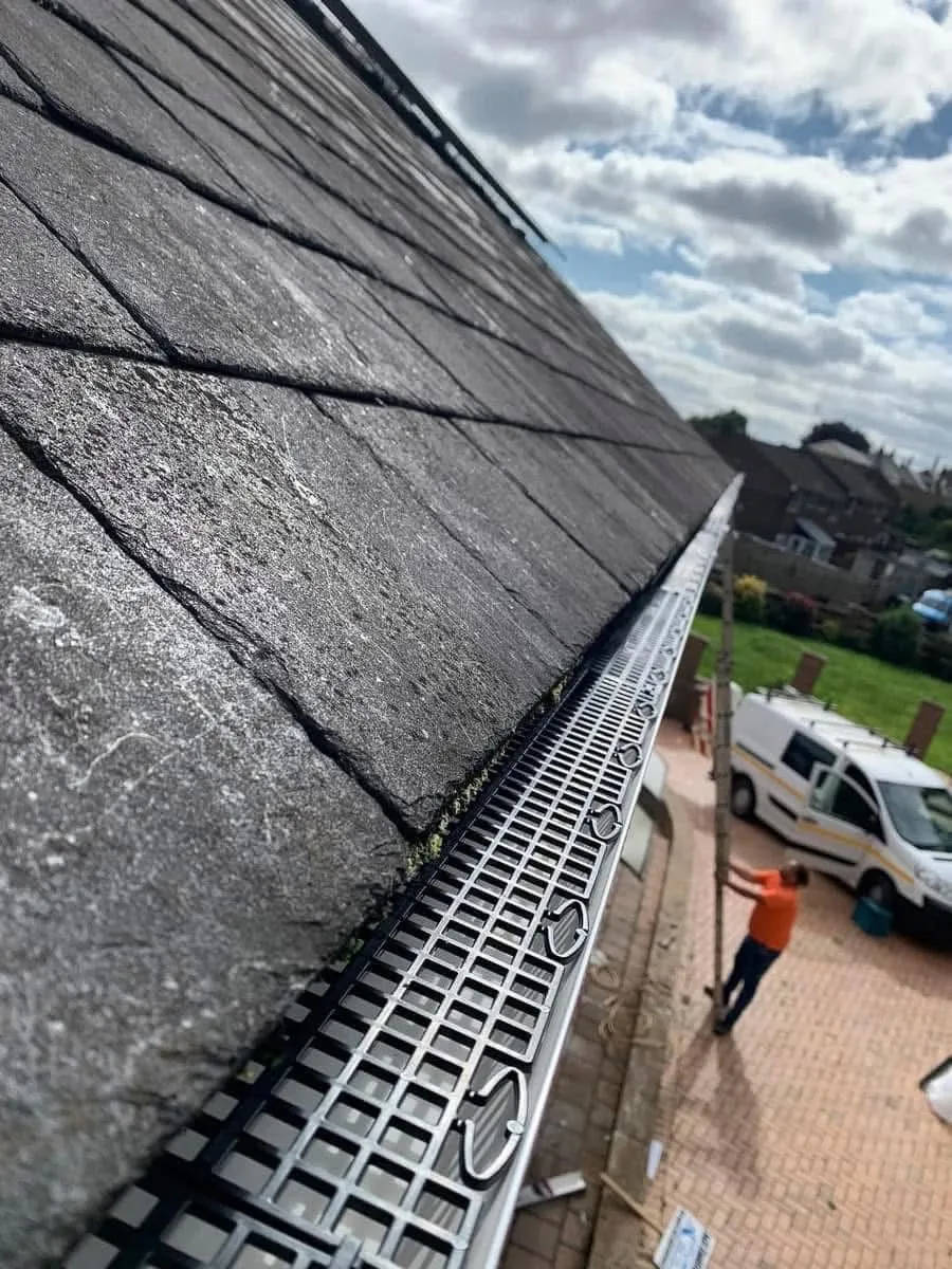 Gutter guard fitted on a slate roof in Mullion