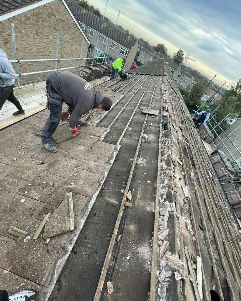 Roof strip and re-felt in progress in Mullion